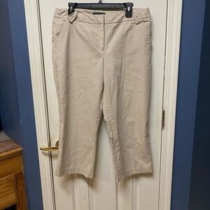 Apostrophe Gold white stripped work wear cropped pants size 12.